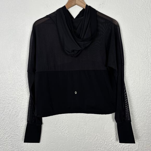 BuffBunny Escandala Hooded Mesh Long Sleeve Pullover in Black Size Small - Picture 4 of 5